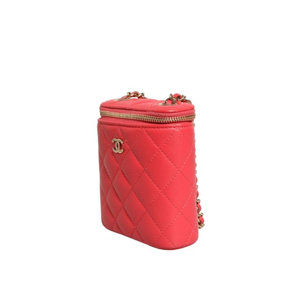 Chanel Red Caviar Quilted Small Vertical Coco Beauty Vanity Case with Women's - Picture 3 of 6